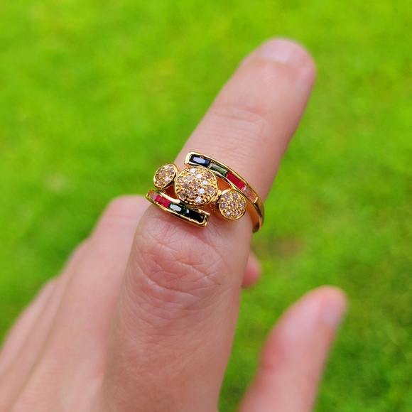 God's Promise Rainbow Diamond Gold Ring Size 6 - Picture 6 of 13